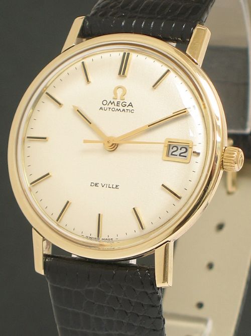 fig 2. SUPERB SOLID 9CT GOLD OMEGA DE VILLE AUTOMATIC MENS WATCH