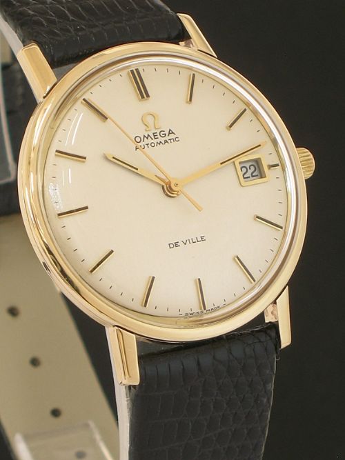 fig 4. SUPERB SOLID 9CT GOLD OMEGA DE VILLE AUTOMATIC MENS WATCH