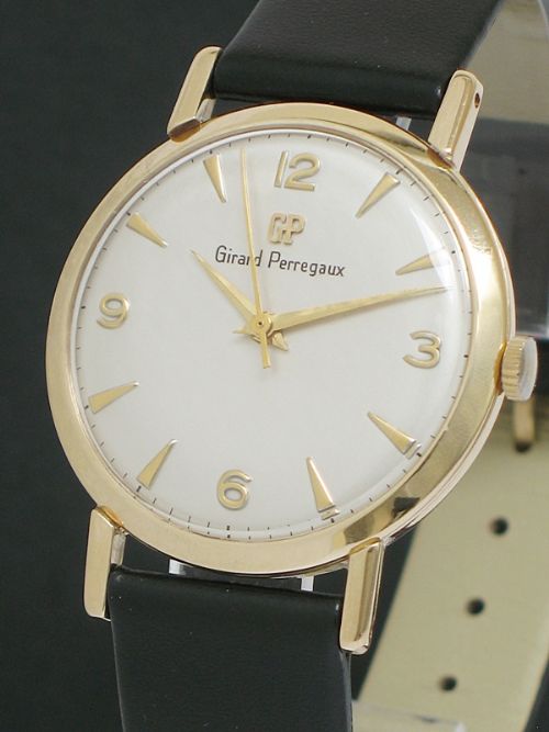 fig 2. SUPERB SOLID 9CT GOLD GIRARD PERREGAUX MENS WATCH C1960