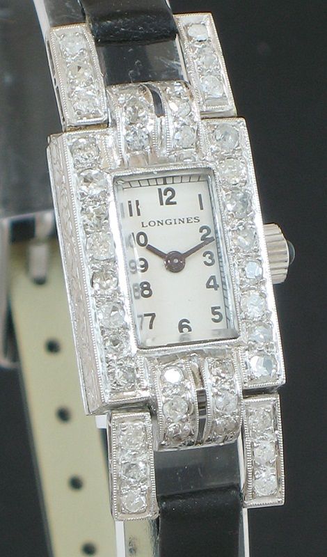 fig 3. EXQUISITE PLATINUM AND DIAMOND LONGINES ART DECO LADIES COCKTAIL WATCH C1940