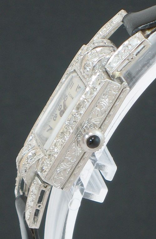 fig 5. EXQUISITE PLATINUM AND DIAMOND LONGINES ART DECO LADIES COCKTAIL WATCH C1940