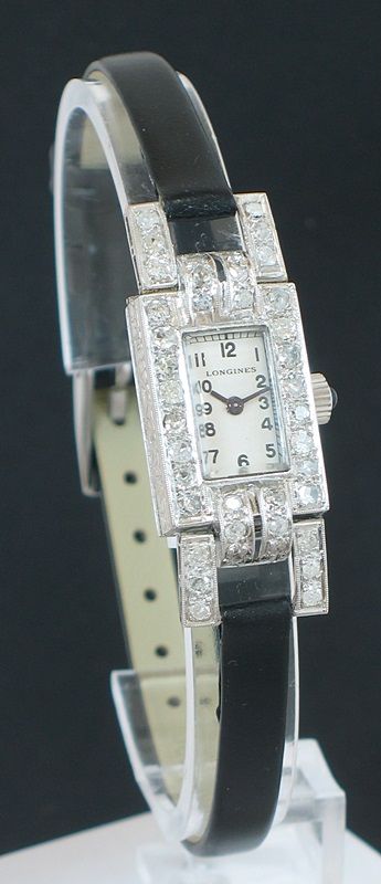 fig 2. EXQUISITE PLATINUM AND DIAMOND LONGINES ART DECO LADIES COCKTAIL WATCH C1940