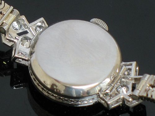 fig 8. DELIGHTFUL OMEGA PLATINUM AND DIAMOND ART DECO LADIES COCKTAIL WATCH C1960