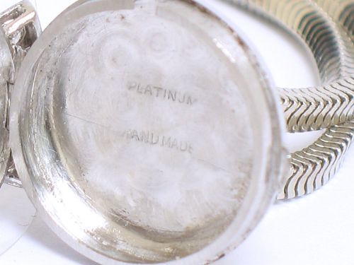 fig 10. DELIGHTFUL OMEGA PLATINUM AND DIAMOND ART DECO LADIES COCKTAIL WATCH C1960