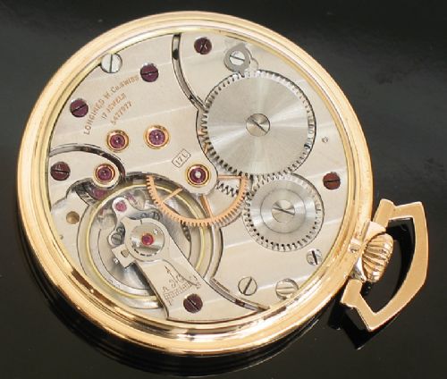 fig 4. SUPERB ORIGINAL SOLID 14CT GOLD LONGINES ART DECO POCKET WATCH C1936