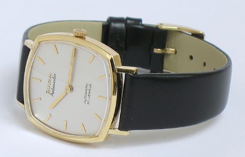 fig 8. VERY RARE SOLID 18CT GOLD BULOVA AMBASSADOR 30 JEWEL MICROROTOR AUTOMATIC MENS WATCH WITH BOX