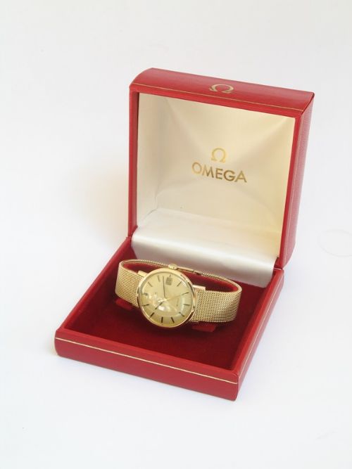 fig 5. VERY LONG SOLID 9CT GOLD OMEGA DE VILLE AUTOMATIC MENS WATCH