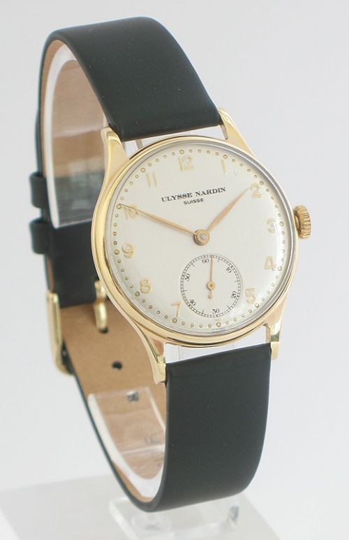 fig 2. RARE SOLID 9CT GOLD ULYSSE NARDIN MENS WATCH C1948