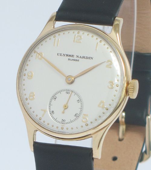 fig 3. RARE SOLID 9CT GOLD ULYSSE NARDIN MENS WATCH C1948