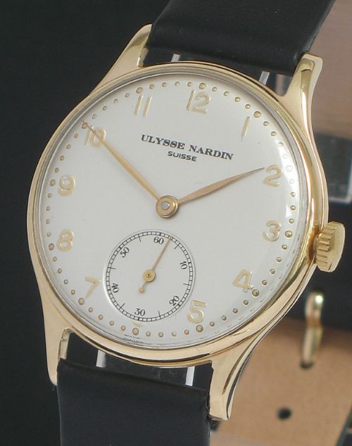 fig 7. RARE SOLID 9CT GOLD ULYSSE NARDIN MENS WATCH C1948