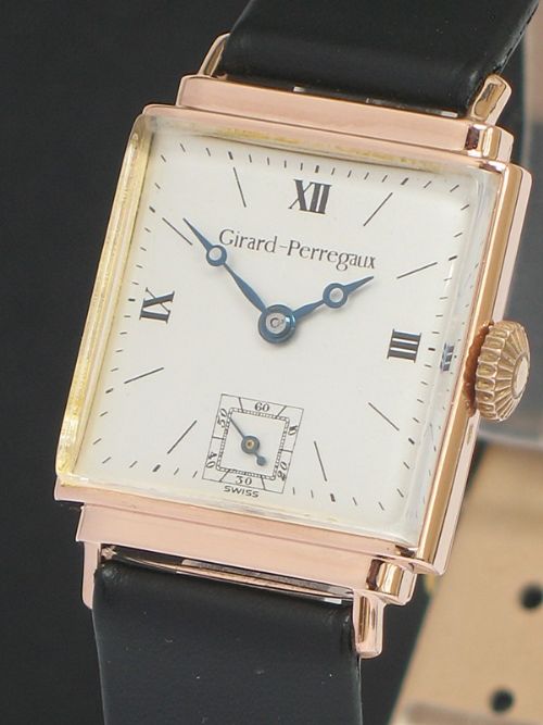 fig 1. STUNNING SOLID 14CT ROSE GOLD ART DECO GIRARD PERREGAUX WATCH C1930