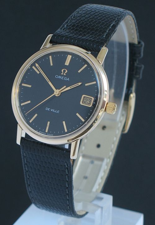 fig 1. WONDERFUL SOLID 9CT GOLD OMEGA DE VILLE WITH DATE MENS WATCH