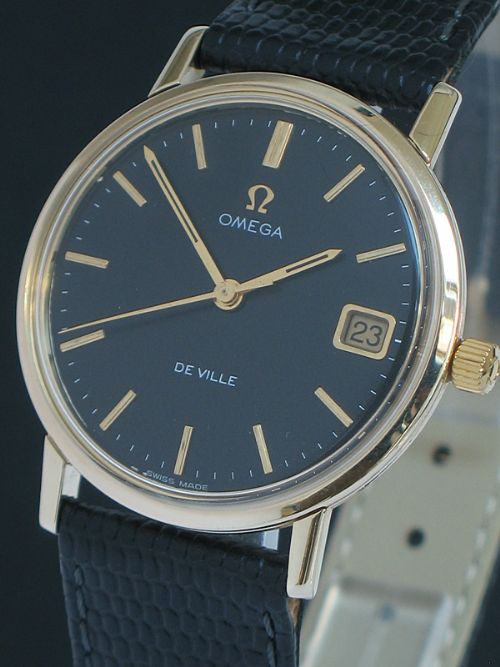 fig 2. WONDERFUL SOLID 9CT GOLD OMEGA DE VILLE WITH DATE MENS WATCH