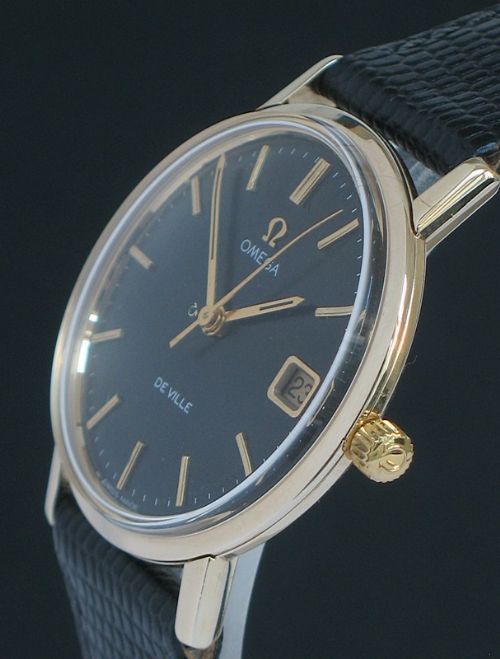 fig 3. WONDERFUL SOLID 9CT GOLD OMEGA DE VILLE WITH DATE MENS WATCH