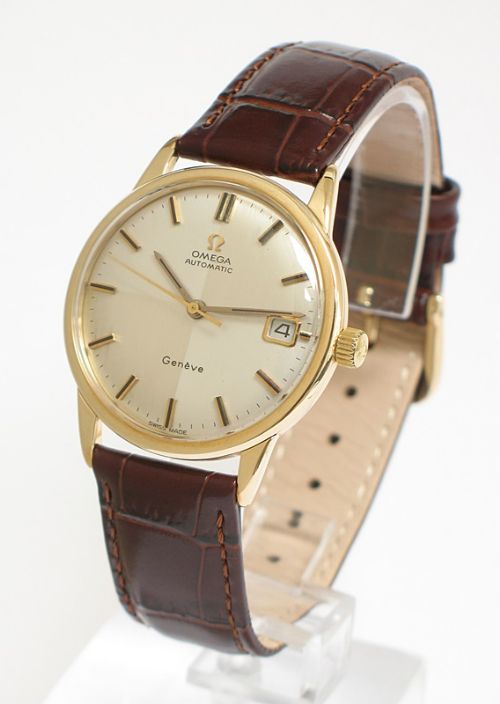 fig 2. SOLID 9CT GOLD OMEGA GENEVE AUTOMATIC WITH DATE AND PAPERWORK MENS WATCH