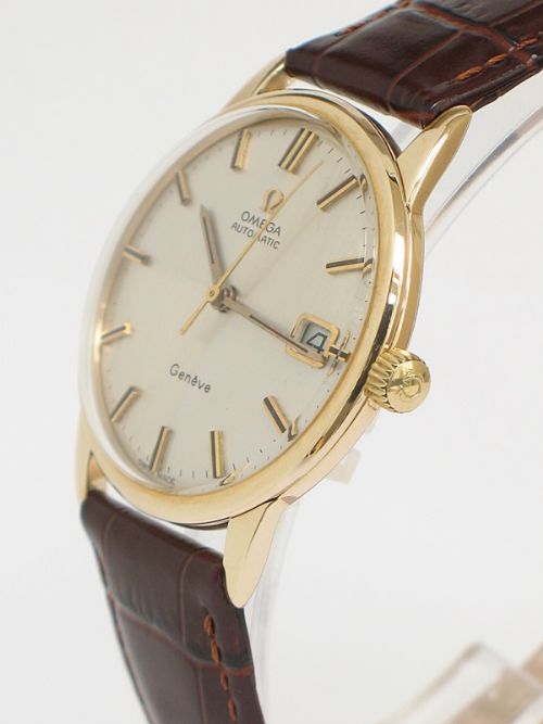 fig 4. SOLID 9CT GOLD OMEGA GENEVE AUTOMATIC WITH DATE AND PAPERWORK MENS WATCH