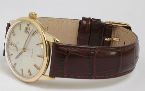 fig 7. SOLID 9CT GOLD OMEGA GENEVE AUTOMATIC WITH DATE AND PAPERWORK MENS WATCH