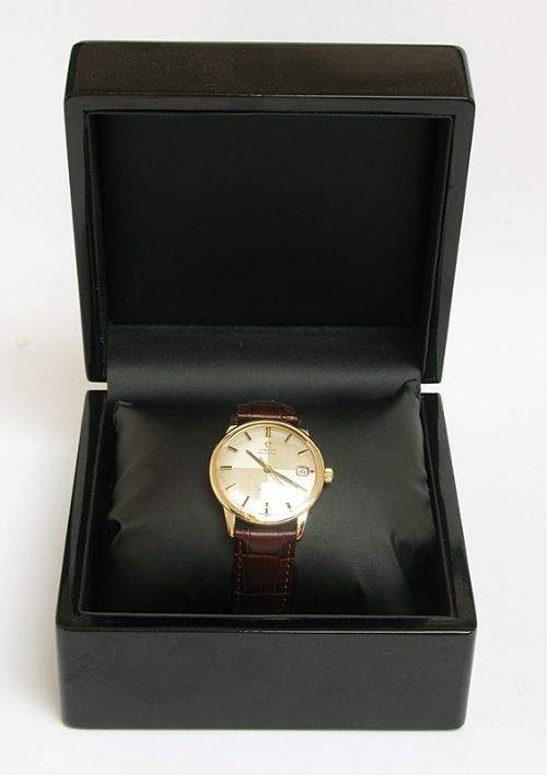 fig 8. SOLID 9CT GOLD OMEGA GENEVE AUTOMATIC WITH DATE AND PAPERWORK MENS WATCH