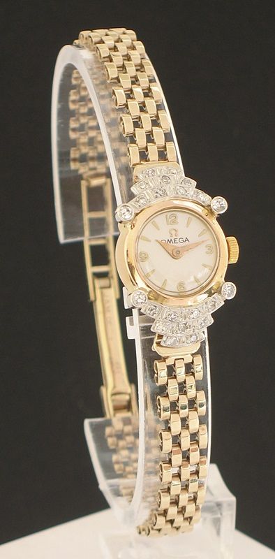 fig 1. BEAUTIFUL SOLID 18CT GOLD AND DIAMOND OMEGA LADIES COCKTAIL WATCH C1949