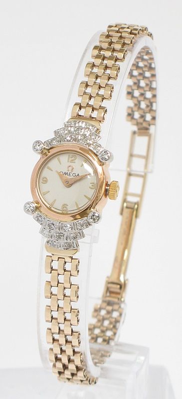 fig 2. BEAUTIFUL SOLID 18CT GOLD AND DIAMOND OMEGA LADIES COCKTAIL WATCH C1949