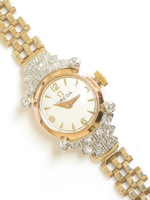 fig 5. BEAUTIFUL SOLID 18CT GOLD AND DIAMOND OMEGA LADIES COCKTAIL WATCH C1949