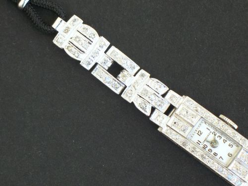 fig 7. DIVINE PLATINUM AND DIAMOND LONGINES LADIES ART DECO COCKTAIL WATCH 1930
