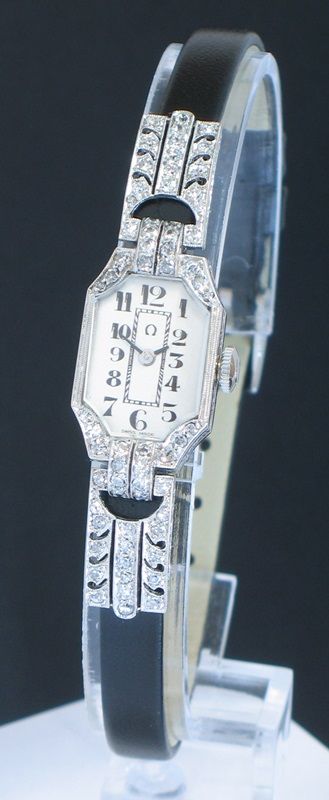 Stunning Platinum and Diamond Omega Ladies Art Deco Cocktail Watch