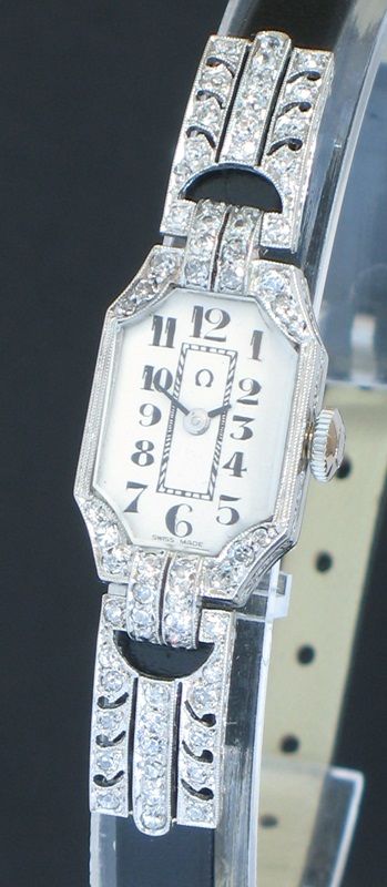 fig 2. STUNNING PLATINUM AND DIAMOND OMEGA LADIES ART DECO COCKTAIL WATCH