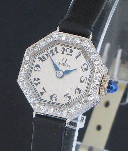 fig 2. EXQUISITE PLATINUM AND DIAMOND OMEGA ART DECO LADIES COCKTAIL WATCH C1930