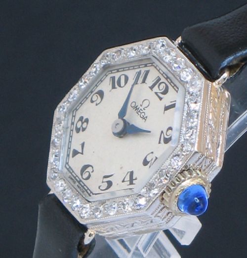 fig 3. EXQUISITE PLATINUM AND DIAMOND OMEGA ART DECO LADIES COCKTAIL WATCH C1930