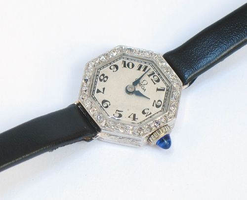 fig 4. EXQUISITE PLATINUM AND DIAMOND OMEGA ART DECO LADIES COCKTAIL WATCH C1930