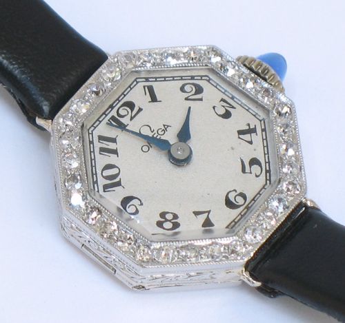 fig 5. EXQUISITE PLATINUM AND DIAMOND OMEGA ART DECO LADIES COCKTAIL WATCH C1930