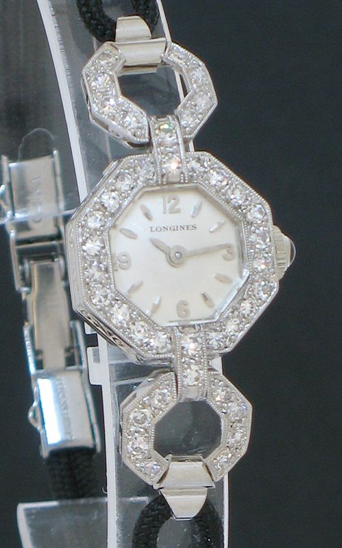 fig 3. DIVINE PLATINUM AND DIAMOND LONGINES ART DECO LADIES COCKTAIL WATCH C1950