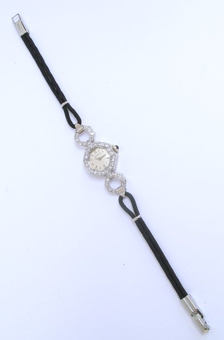 fig 4. DIVINE PLATINUM AND DIAMOND LONGINES ART DECO LADIES COCKTAIL WATCH C1950