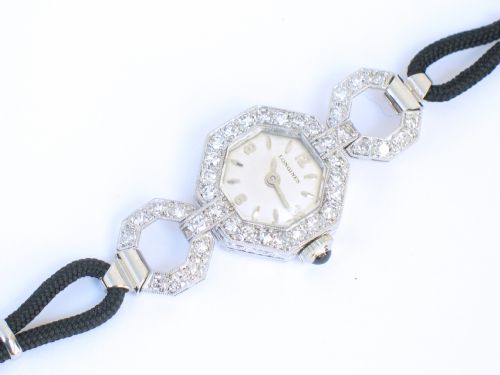 fig 5. DIVINE PLATINUM AND DIAMOND LONGINES ART DECO LADIES COCKTAIL WATCH C1950