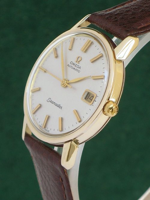 fig 2. SUPERB SOLID 9CT GOLD OMEGA SEASMASTER AUTOMATIC WITH DATE MENS WATCH