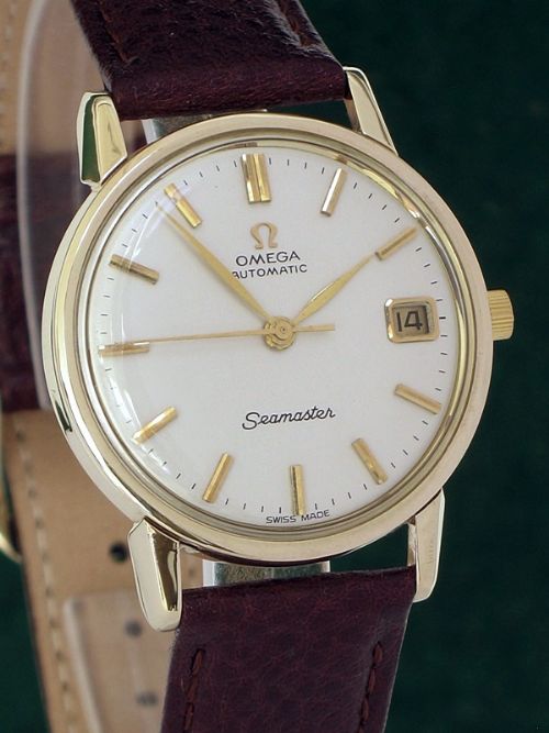 fig 3. SUPERB SOLID 9CT GOLD OMEGA SEASMASTER AUTOMATIC WITH DATE MENS WATCH