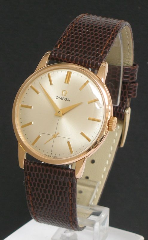 fig 1. STUNNING SOLID 18CT 18K ROSE GOLD OMEGA CALIBRE 267 MENS WATCH WITH BOX C1956