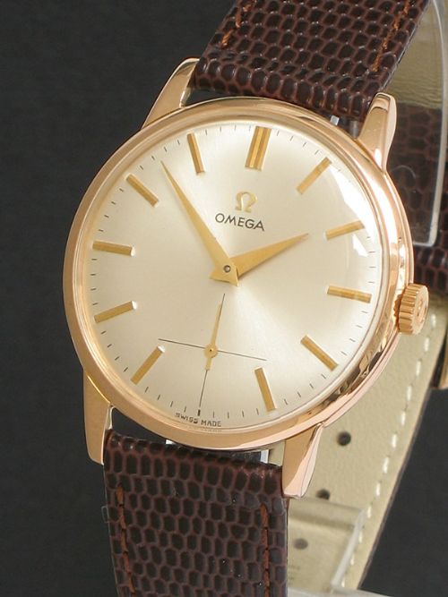 fig 4. STUNNING SOLID 18CT 18K ROSE GOLD OMEGA CALIBRE 267 MENS WATCH WITH BOX C1956