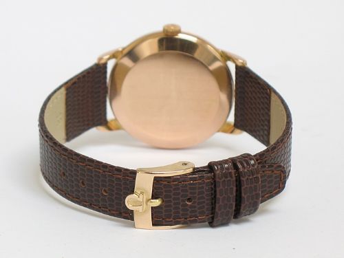 fig 6. STUNNING SOLID 18CT 18K ROSE GOLD OMEGA CALIBRE 267 MENS WATCH WITH BOX C1956