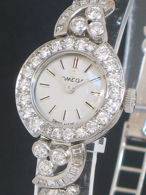 fig 2. EXCEPTIONAL UNIQUE OMEGA PLATINUM AND 3.5CT DIAMOND ART NOUVEAU LADIES COCKTAIL WATCH