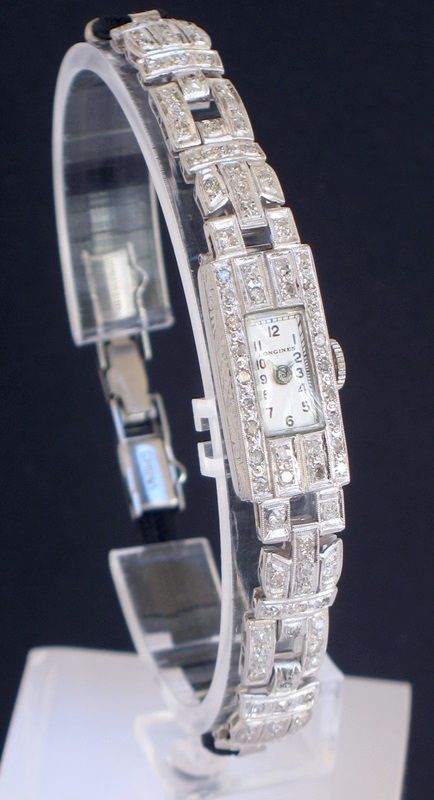 fig 2. DIVINE PLATINUM AND DIAMOND LONGINES LADIES ART DECO COCKTAIL WATCH 1930
