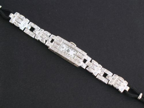 fig 5. DIVINE PLATINUM AND DIAMOND LONGINES LADIES ART DECO COCKTAIL WATCH 1930