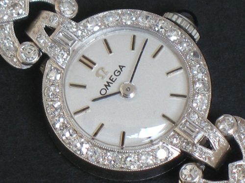 fig 4. BEAUTIFUL OMEGA PLATINUM AND DIAMOND LADIES COCKTAIL WATCH C1950