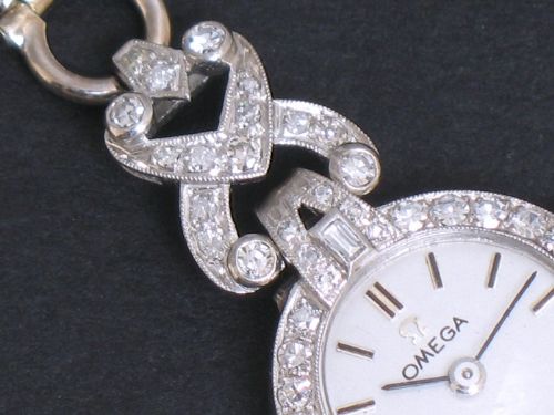 fig 5. BEAUTIFUL OMEGA PLATINUM AND DIAMOND LADIES COCKTAIL WATCH C1950