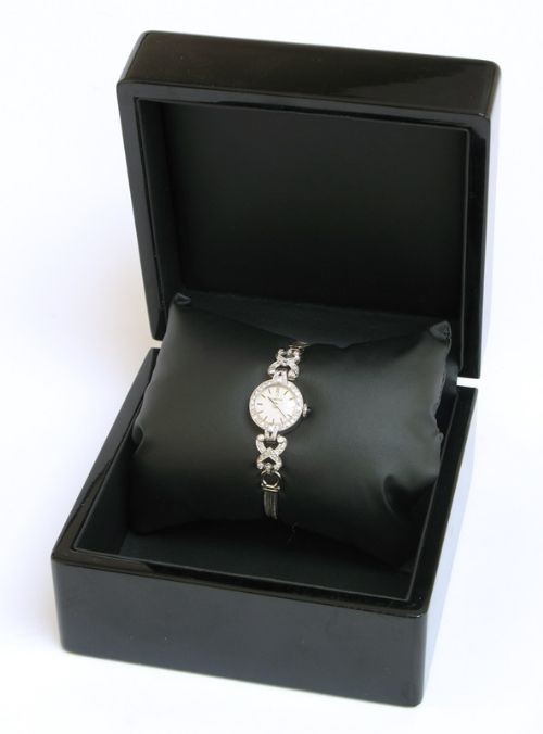 fig 9. BEAUTIFUL OMEGA PLATINUM AND DIAMOND LADIES COCKTAIL WATCH C1950