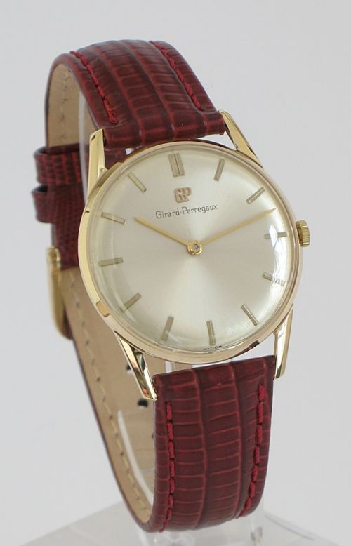 Superb Solid 9ct Gold Girard Perregeaux Slimline Mens Watch with Original Box