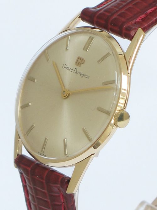 fig 2. SUPERB SOLID 9CT GOLD GIRARD PERREGEAUX SLIMLINE MENS WATCH WITH ORIGINAL BOX