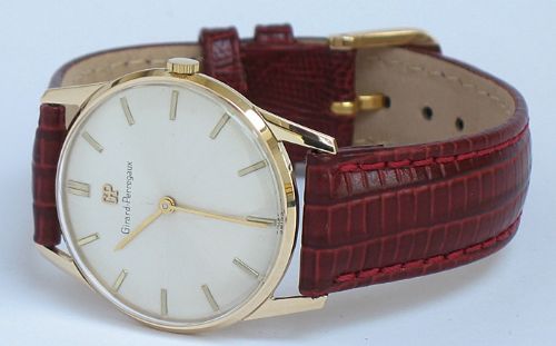 fig 7. SUPERB SOLID 9CT GOLD GIRARD PERREGEAUX SLIMLINE MENS WATCH WITH ORIGINAL BOX