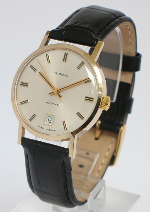 Stunning Solid 9ct Gold Garrard Automatic Mens Watch with Box and Papers
